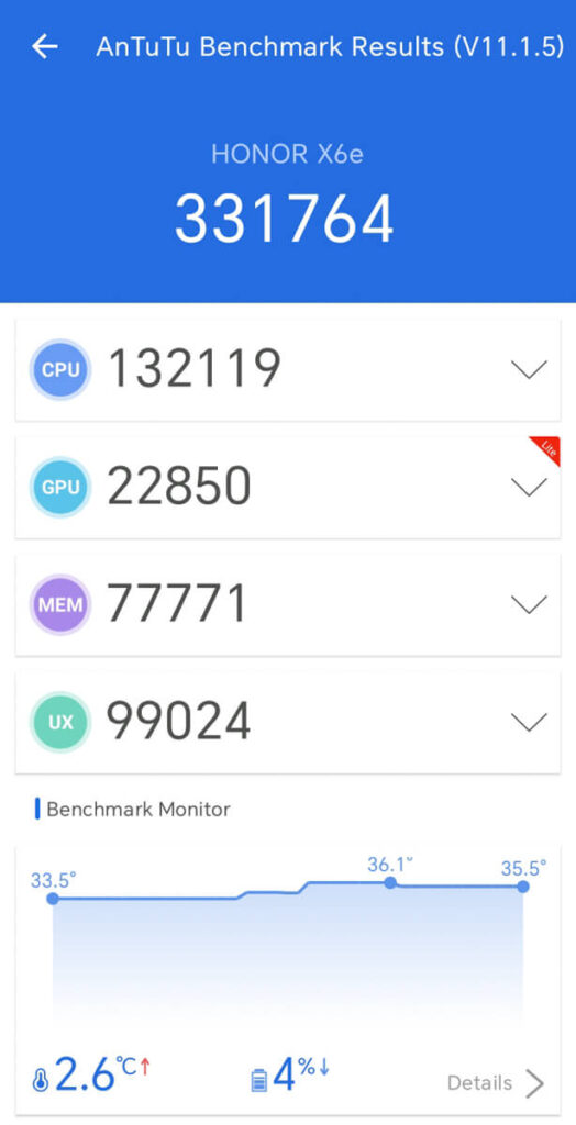 HONOR X6e - AnTuTu Benchmark