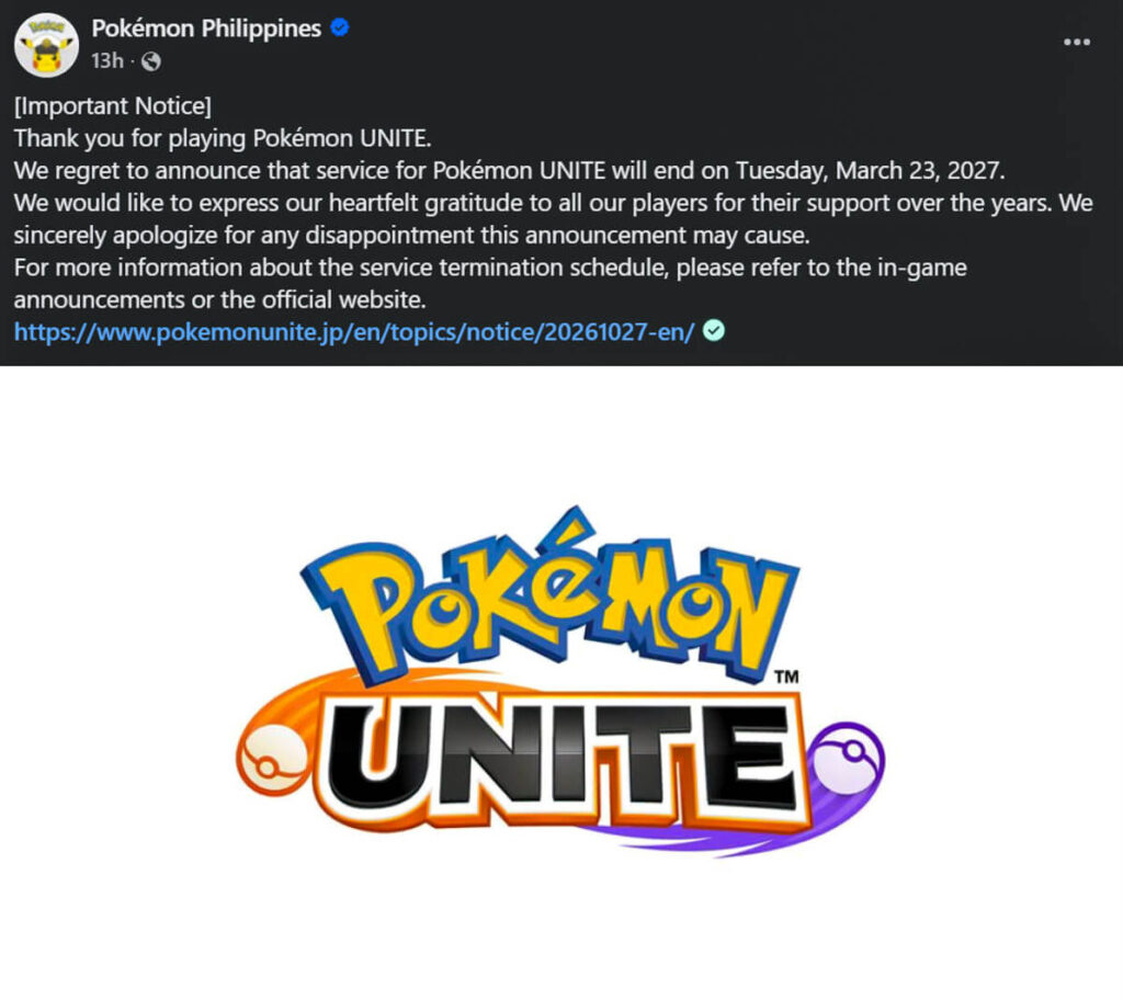 Pokémon UNITE to Shut Down